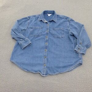 Old Navy The Boyfriend Shirt Womens Large Denim Button Down Top Medium Wash